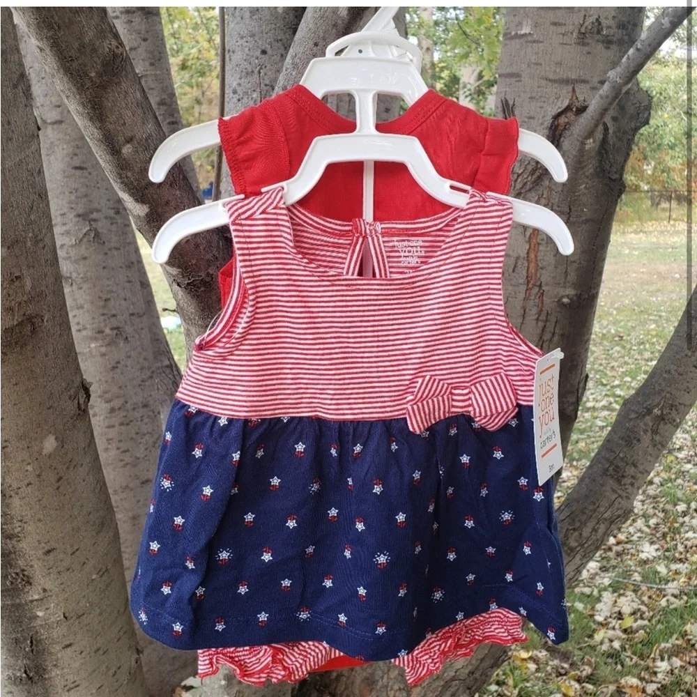 NEW! CARTER’S Bundle Just One You Patriotic 3pc Outfit Red White Blue Newborn